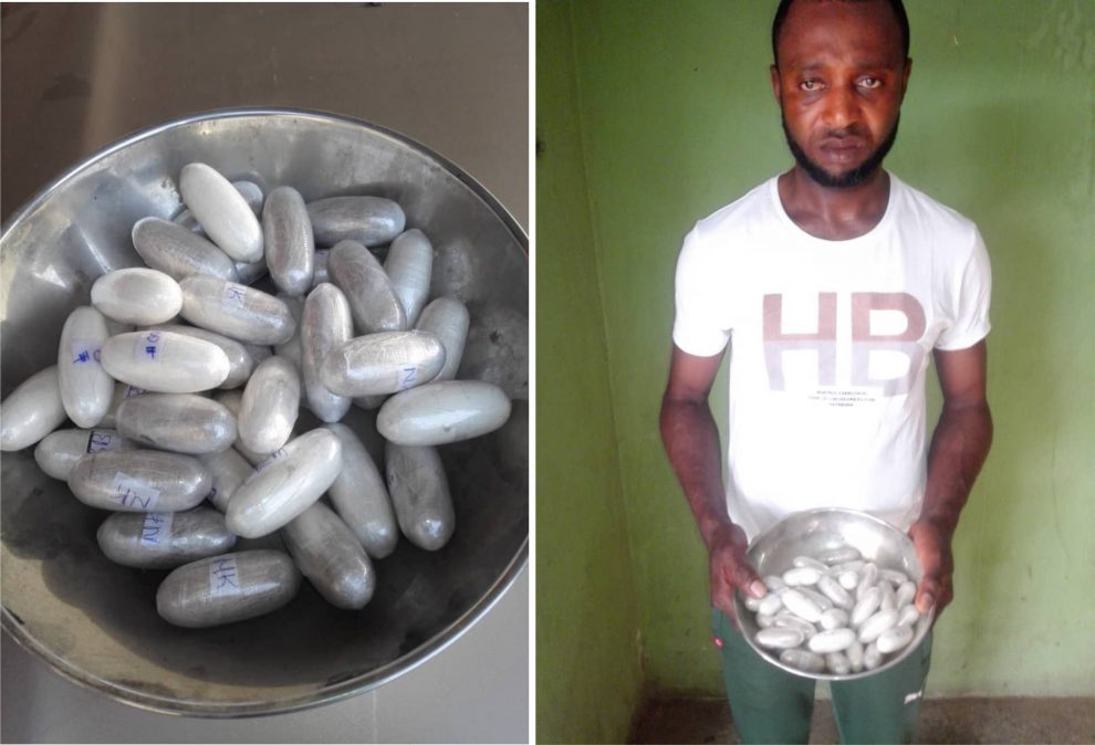 Emeka Okoro with 900 grammes of cocaine
