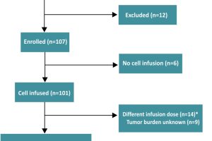 Post-infusion CAR-T cell expansion and the tumor burden